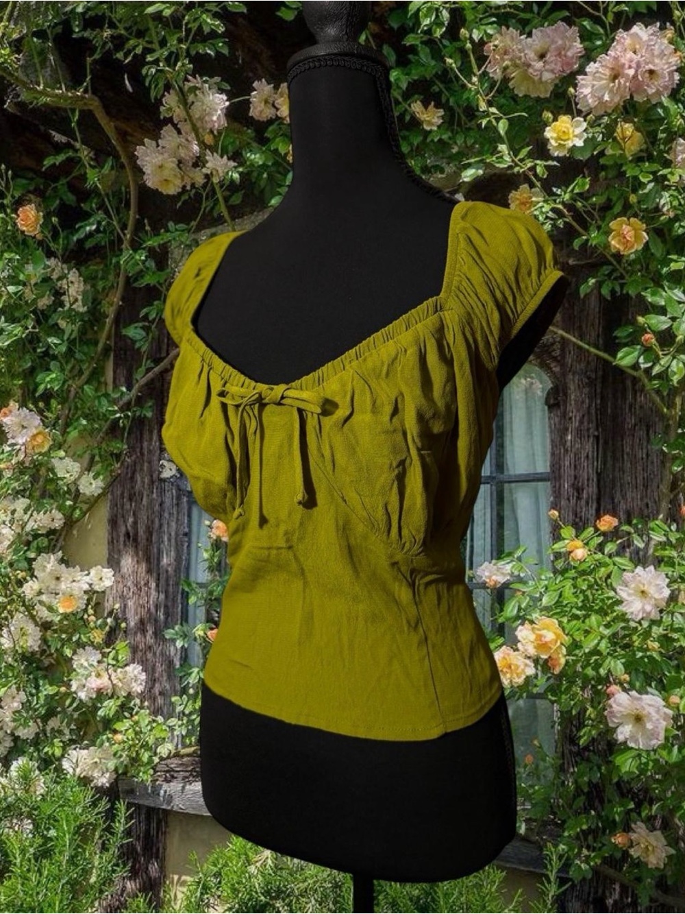 wild fable Olive Square-Neck Tie Front Top
